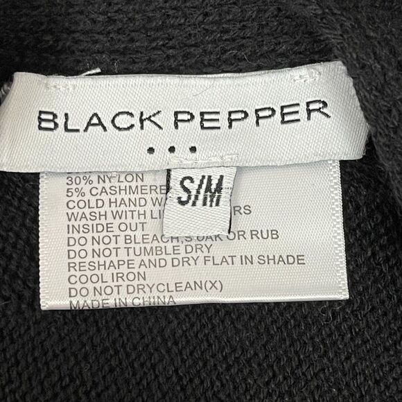 Black Pepper Women's Poncho Cowl Scoop Neckline Sweater Small Medium Black - Picture 9 of 10